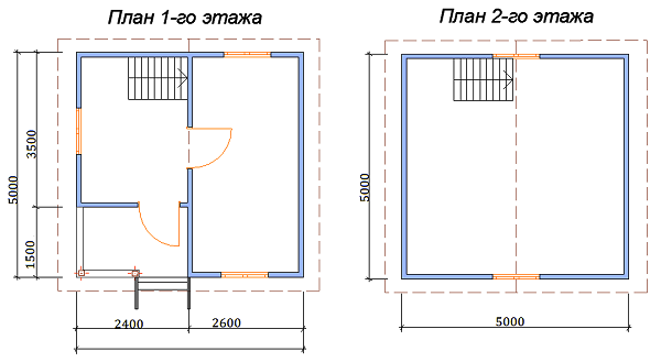 План двухэтажного каркасного дома с террасой №31