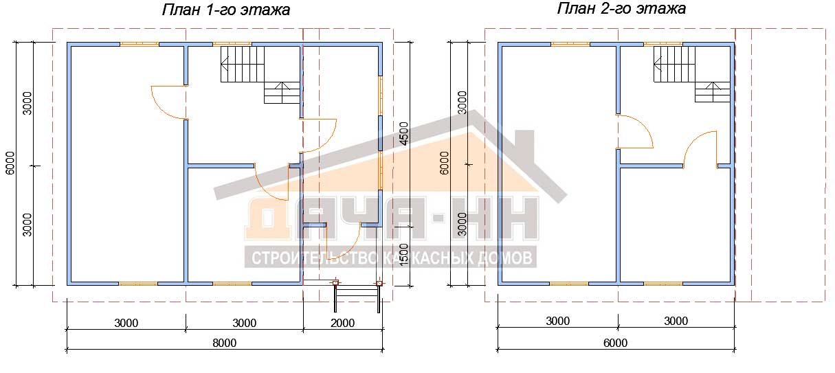 План двухэтажного каркасного дома с террасой №111