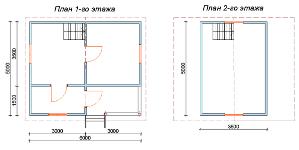 План двухэтажного каркасного дома с верандой и террасой №33