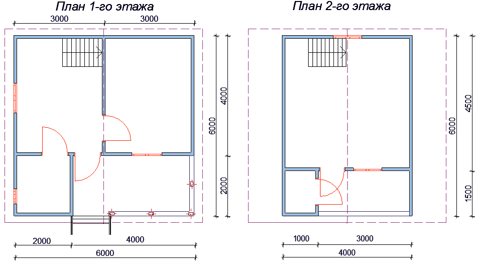 План двухэтажного каркасного дома с лоджией, террасой и кладовкой №38