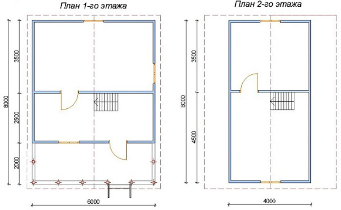 План двухэтажного каркасного дома с террасой №4