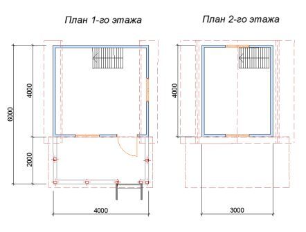 План двухэтажного каркасного дома с террасой №44