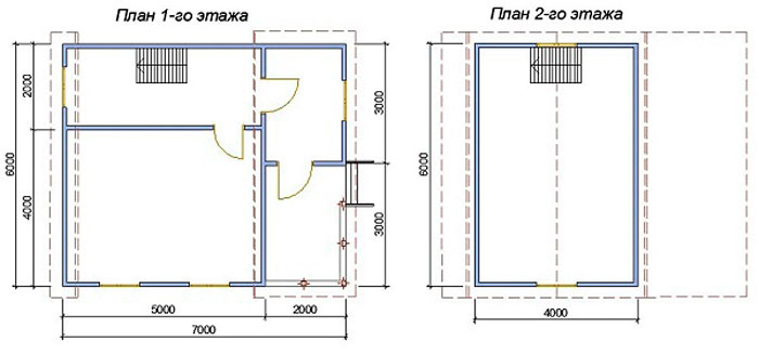 План двухэтажного каркасного дома с верандой и террасой №61
