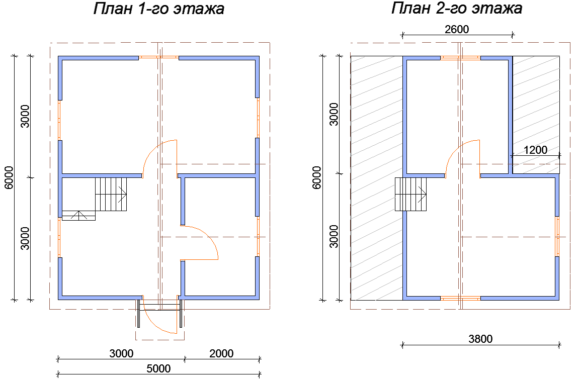 План двухэтажного каркасного дома 'Терем' №93