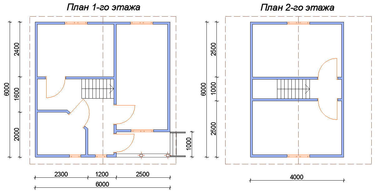План двухэтажного каркасного дома с крыльцом 'Луч'